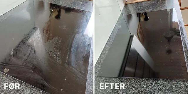 Kogeplade før og efter rengøring